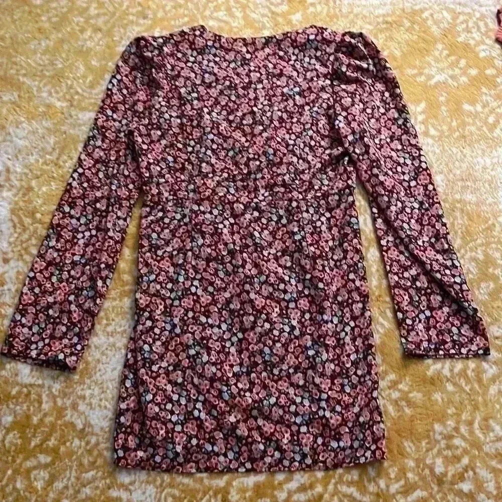 Cider 90s style retro floral, long sleeve wrap mini dress XL NWT - Picture 6 of 6